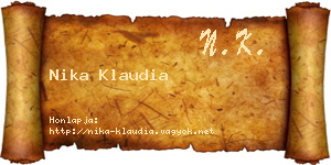 Nika Klaudia névjegykártya